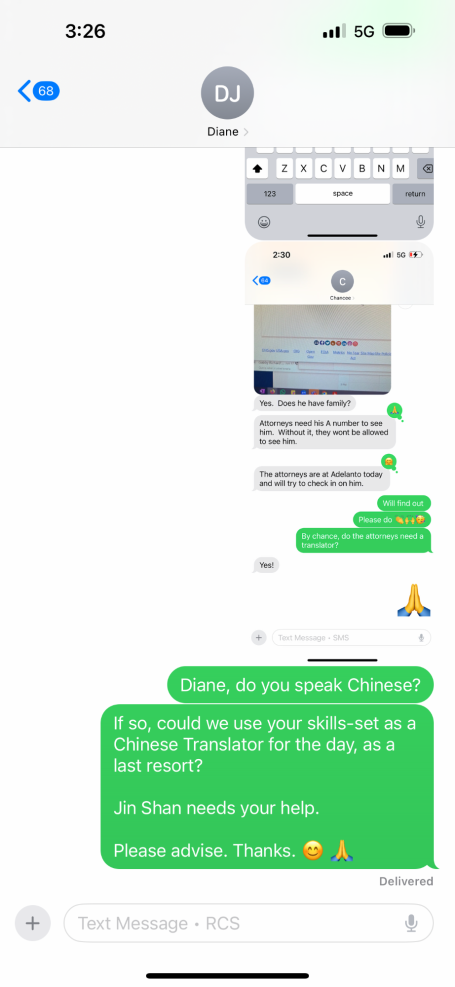 Asked Diane to be a Chinese Translator to help Jin Shan for the day